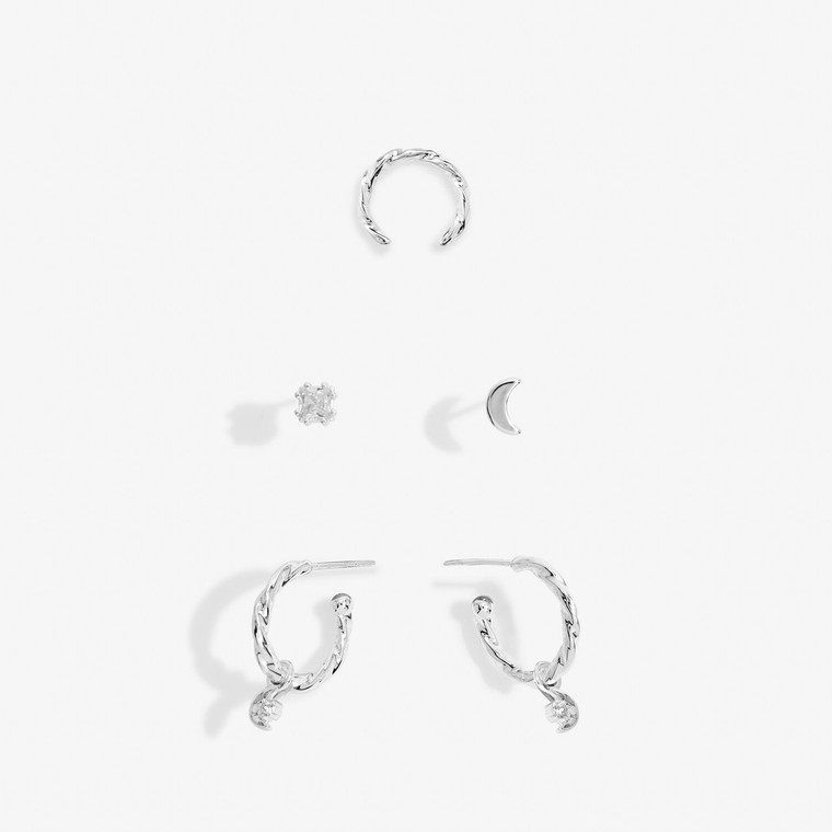 Stacks Of Style Moon Earrings Silver