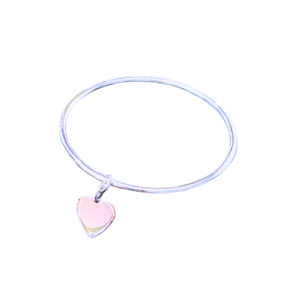 Silver bangle heart charm Bracelet