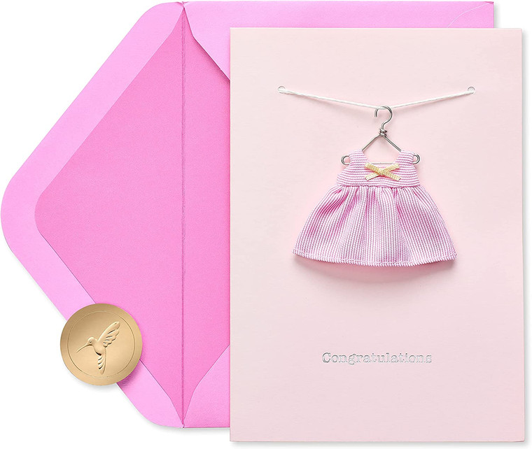 Pink Dress on a Hanger Baby Card