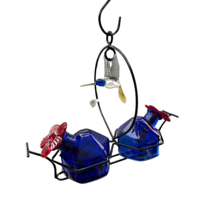Bouquet Deluxe 2 With Glass Hummingbird - Blue