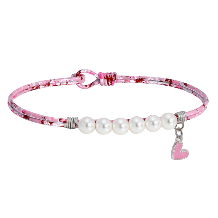 Valentine Pearl Splatter Bangle Charm Bracelet