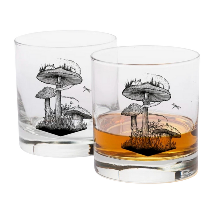 Mushrooms Whiskey Glass