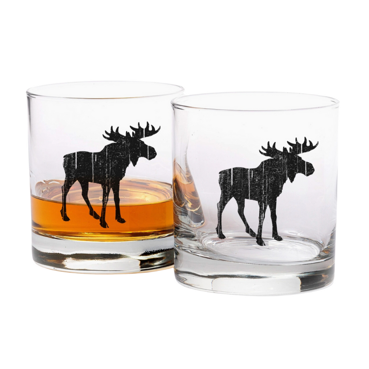 Rustic Moose Whiskey Glass