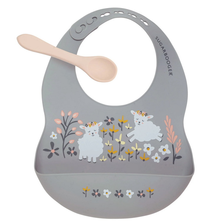 Sugarbooger Silicone Bib & Spoon Set - Lily the Lamb