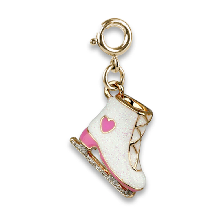 Gold Glitter Ice Skate Charm