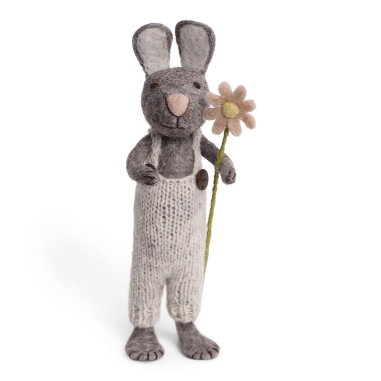 Felt Bunny With Pants & Flower - Large