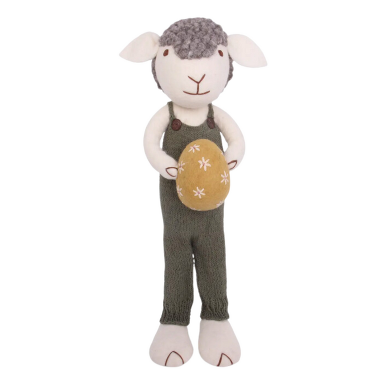 Felt Sheep With Brown Pants & Easter Egg - Extra Large
