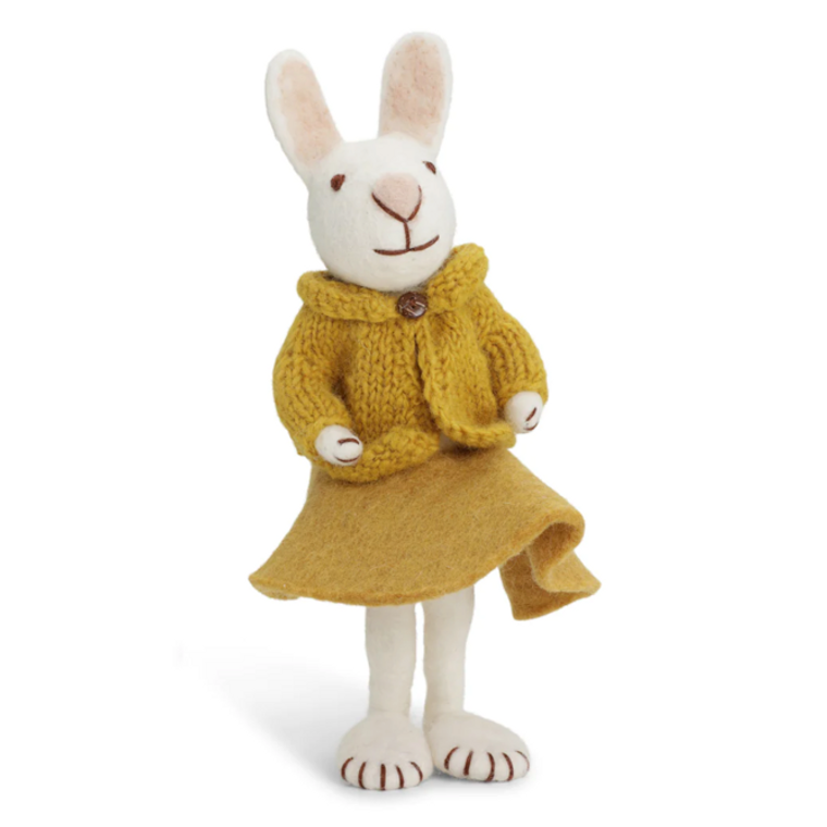 Felt Bunny With Ochre Skirt - Large