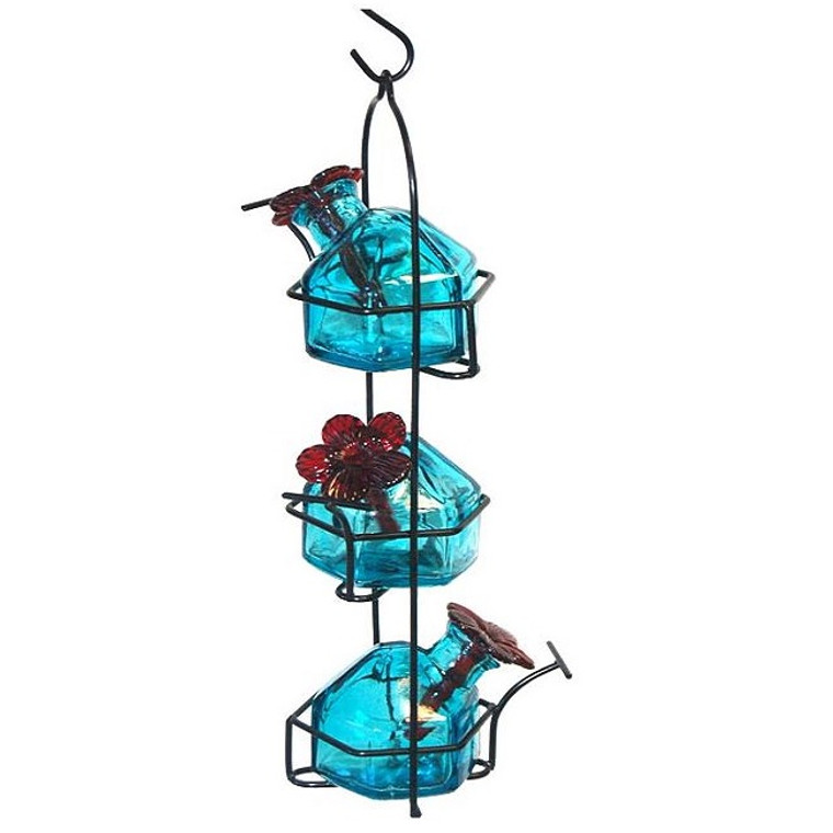 Lunch Pail 3 Hummingbird Feeder - Aqua