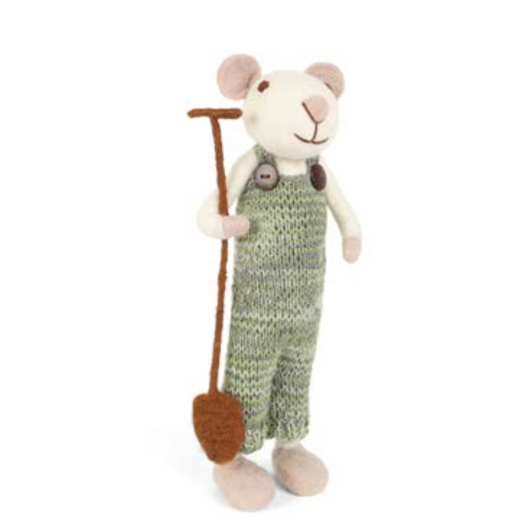 Felt Mouse With Green Pants & Spade- Large