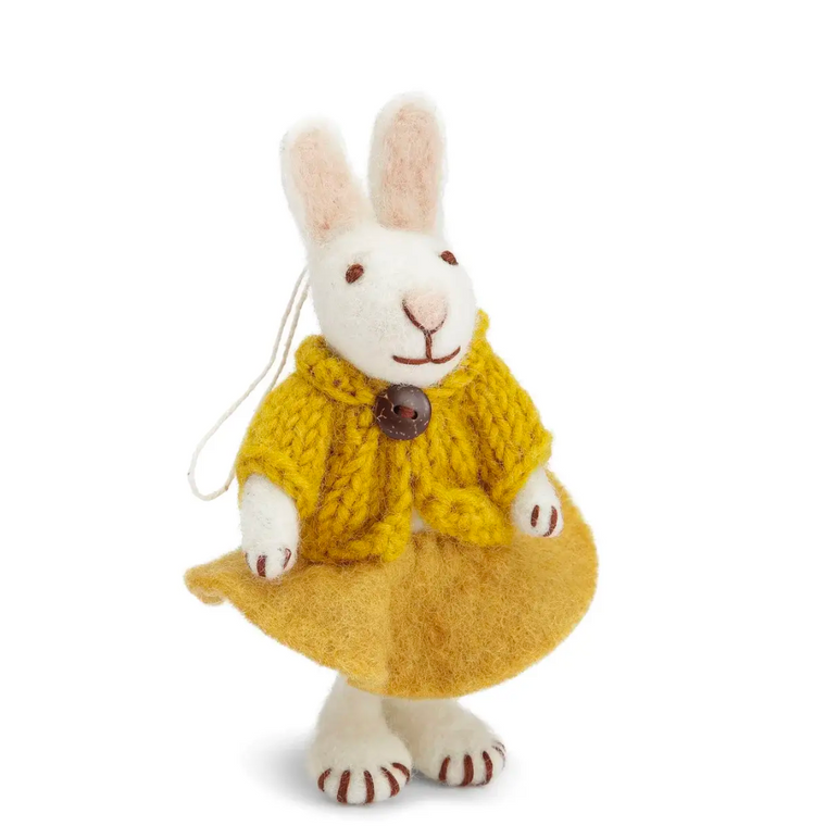 Felt Bunny With Ochre Skirt & Jacket - Small