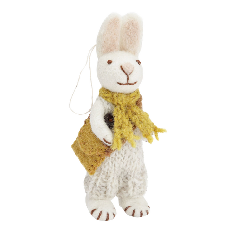 Felt Bunny With Ochre Scarf - Small