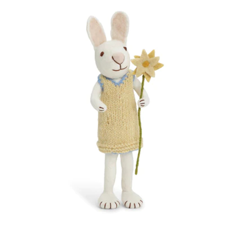 Felt Bunny With Yellow Dress - Large