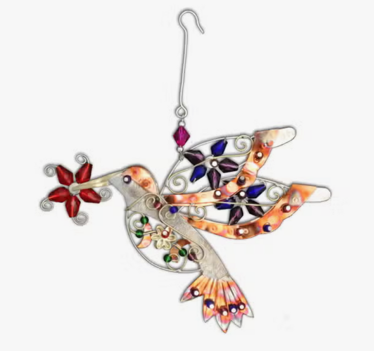 Flower & Hummingbird Ornament