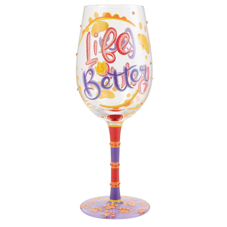 Life With Fur Babies Wine Glass