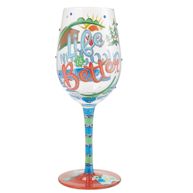 Life on Vacation Wine Glass