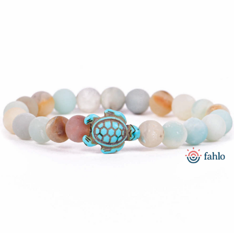 Fahlo Sea Turtle Tracking  Bracelet - Sky Stone