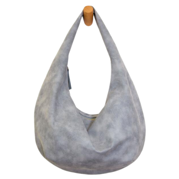 Bianca Soft Crescent Shoulder Bag - Light Grey