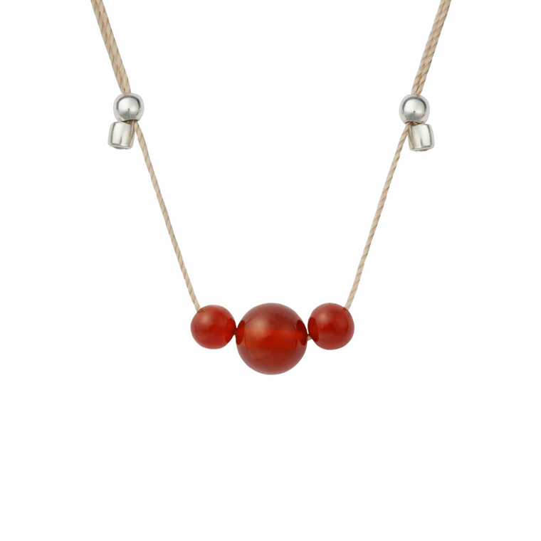 Hyevibe Gemstone Trio Necklace - Carnelian Silver