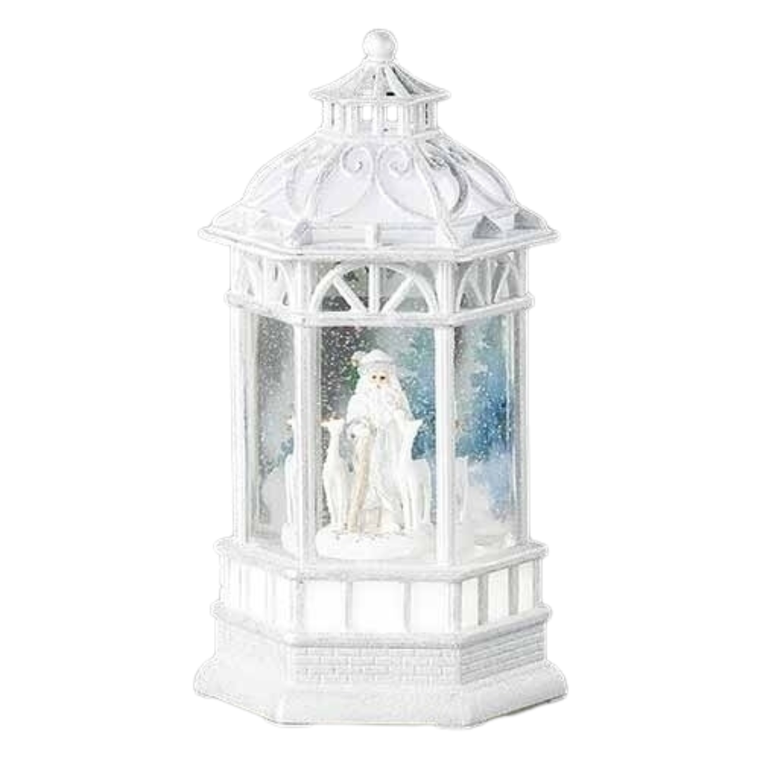 Swirl Santa & Deer in Gazebo Water Lantern