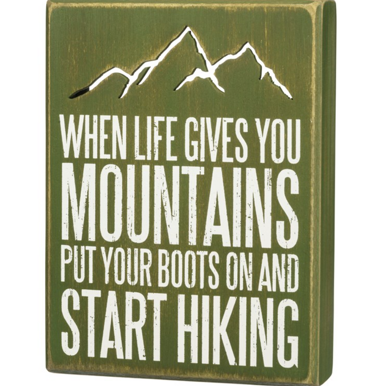 Start Hiking Wooden Box Sign