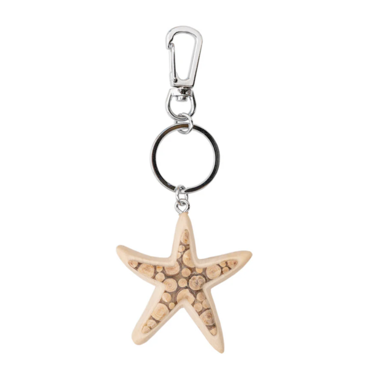 Two-toned Wood Starfish Keychain