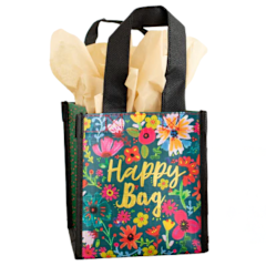 Small Teal Gold Floral Happy Bag