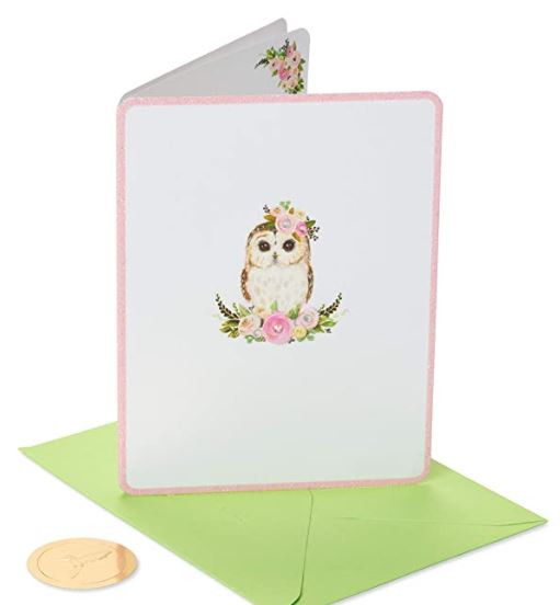 Owl with Flower Crown Blank Card