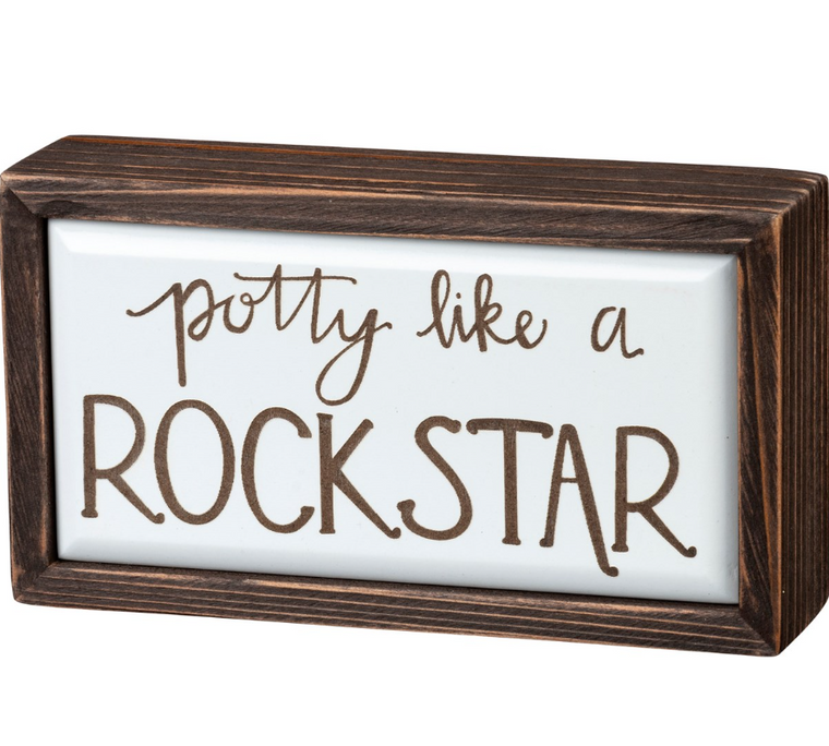 Potty Like A Rock Star Wooden Box Sign