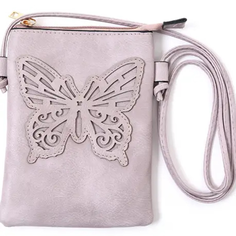 Purple Butterfly Crossbody Cellphone Bag