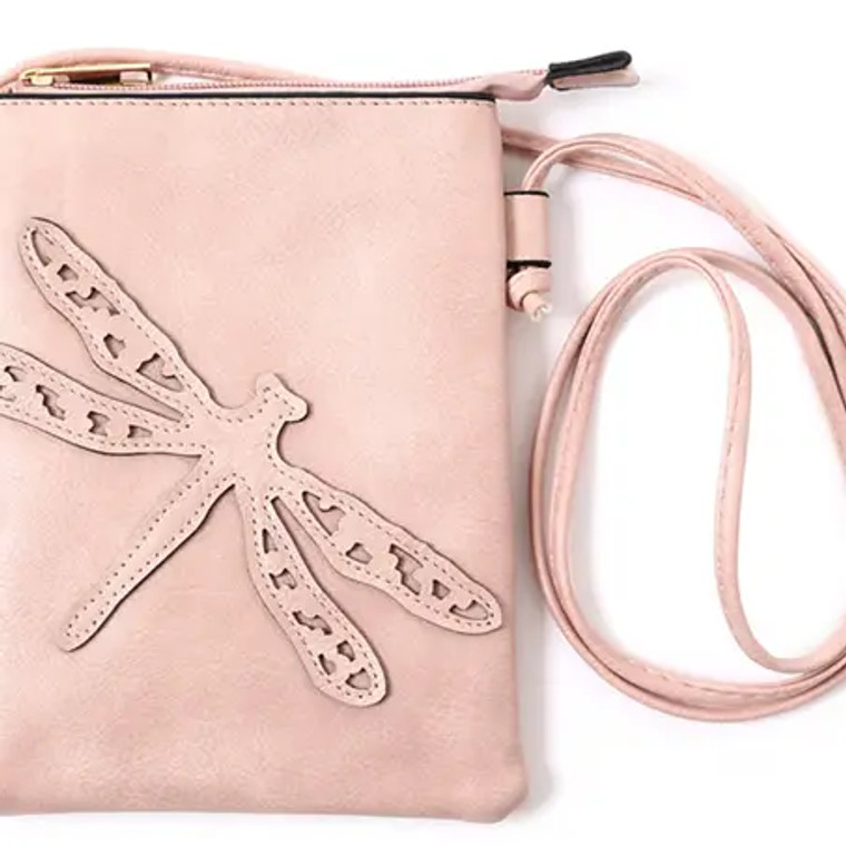 Pink Dragonfly Crossbody Bag