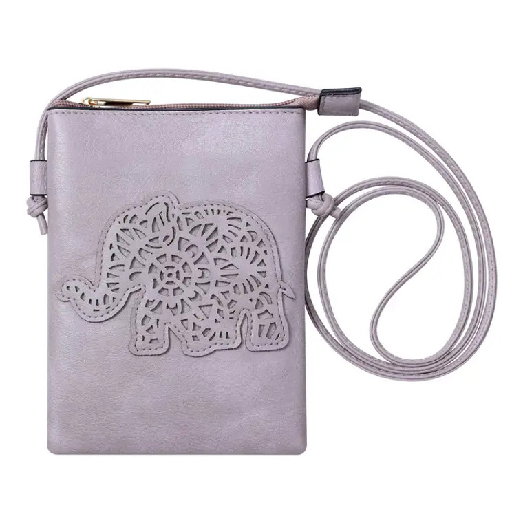 Lavender Elephant Cut Crossbody Cellphone Bag