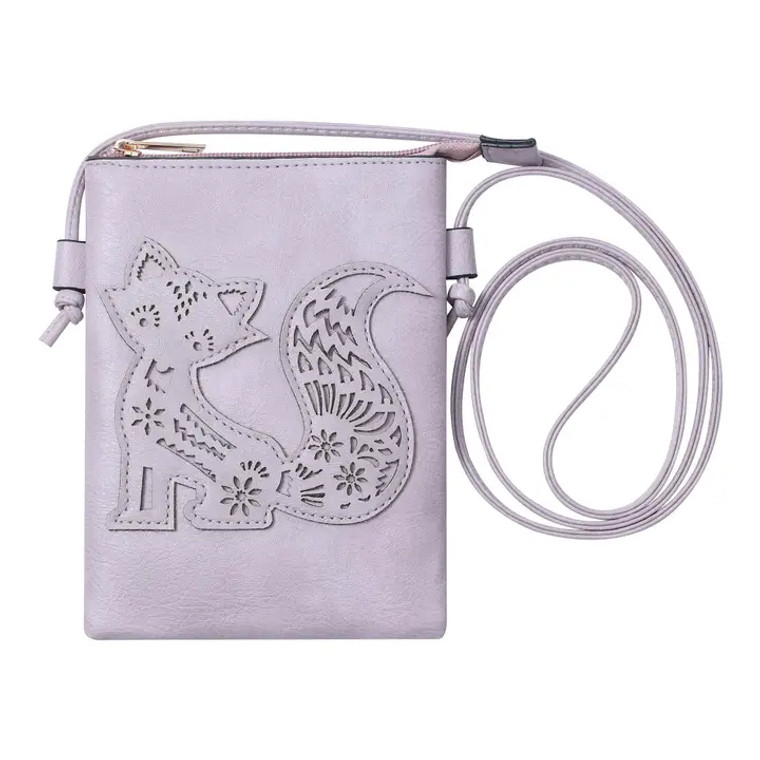 Lavender Fox Cut Crossbody Cellphone Bag