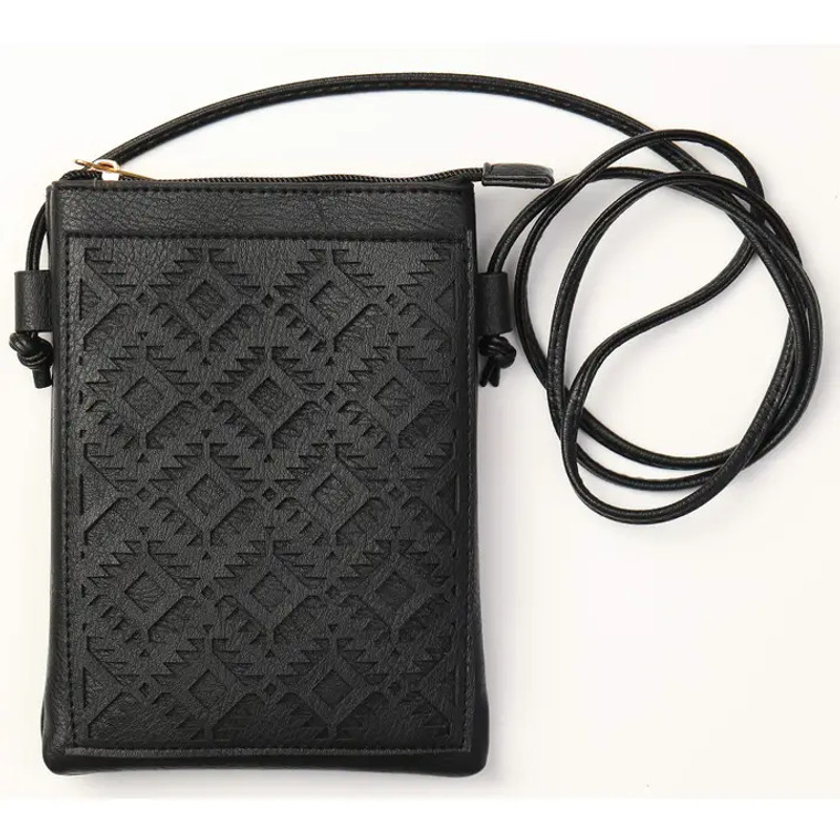 Black Aztec Cut Crossbody Cellphone Bag