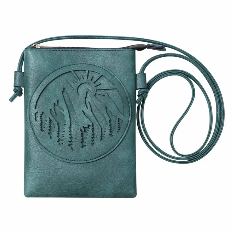 Green Mountains Cut Crossbody Cellphone Bag