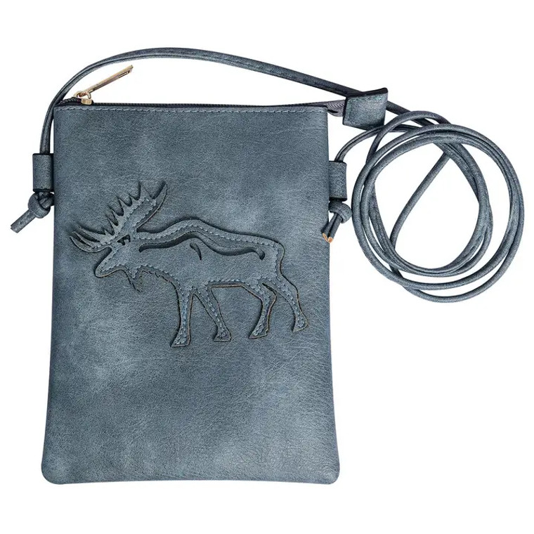 Navy Moose Cut Crossbody Cellphone Bag