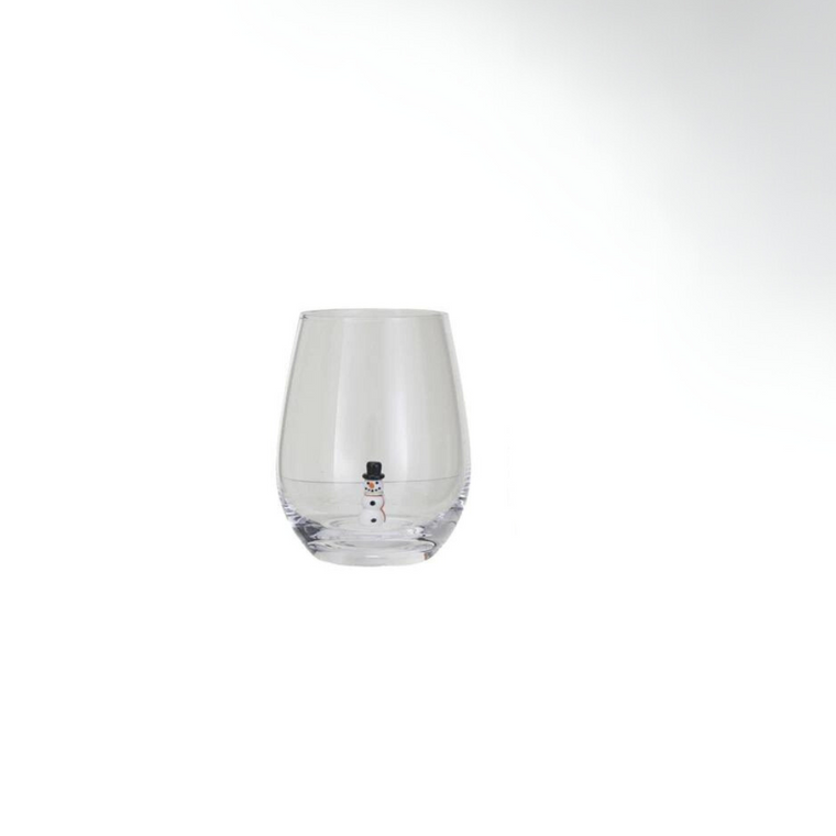 Snowman Stemless Wine Glass