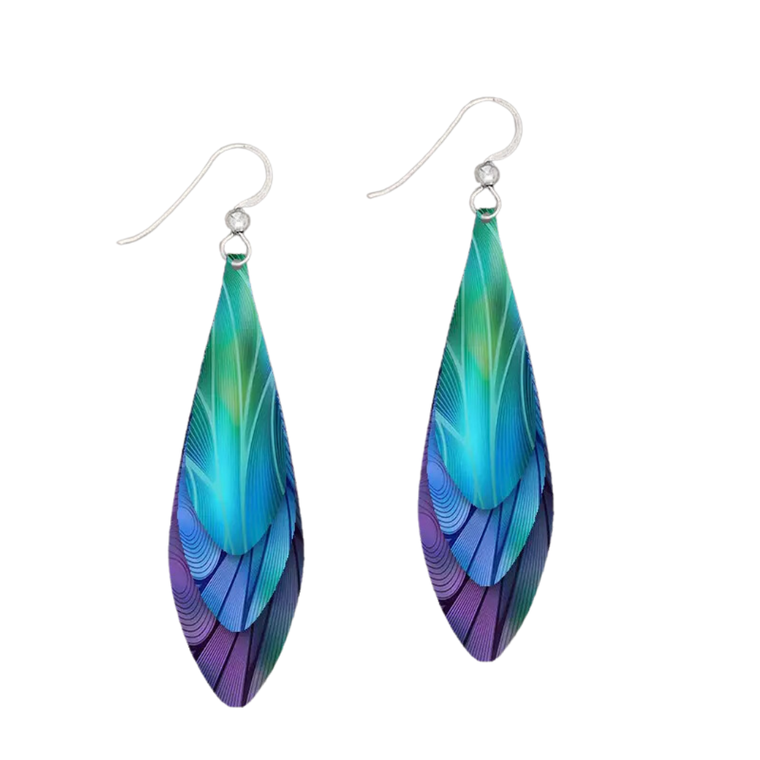 Long Tear Blue Aurora Earrings