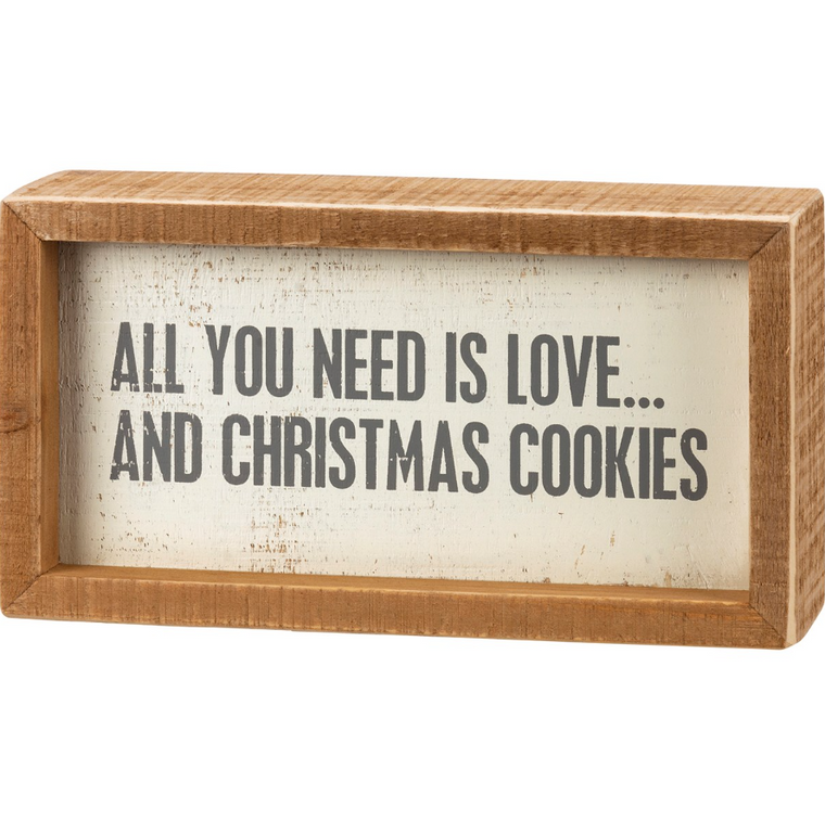 Love And Christmas Cookies Box Sign
