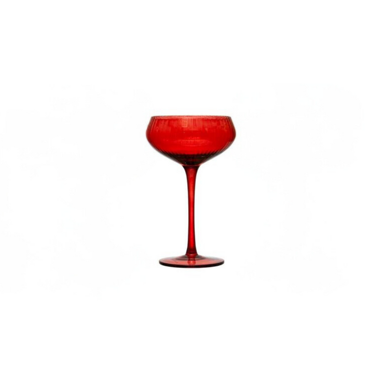 Red Stemmed Coupe Champagne Glass