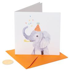 Birthday Hat Elephant Birthday Card