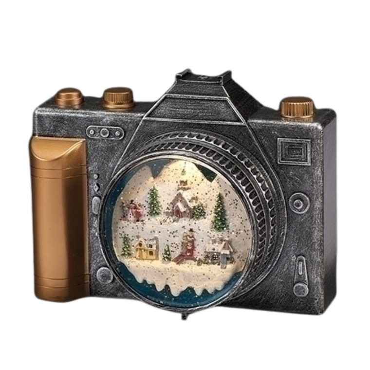 8" Lighted Swirl Camera Water Lantern
