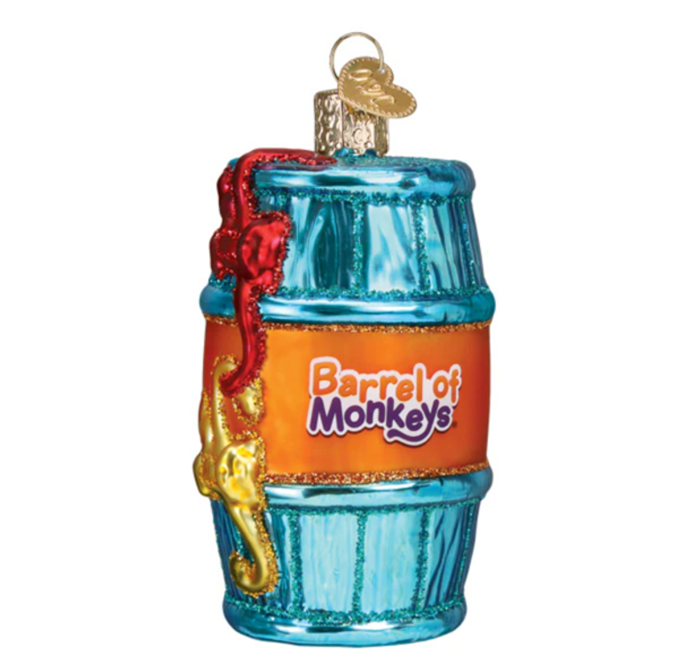 Barrel of Monkeys Ornament