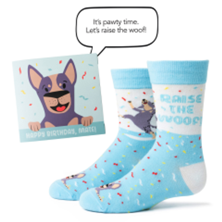 Raise the Woof Birthday Card Kid's Sock Set