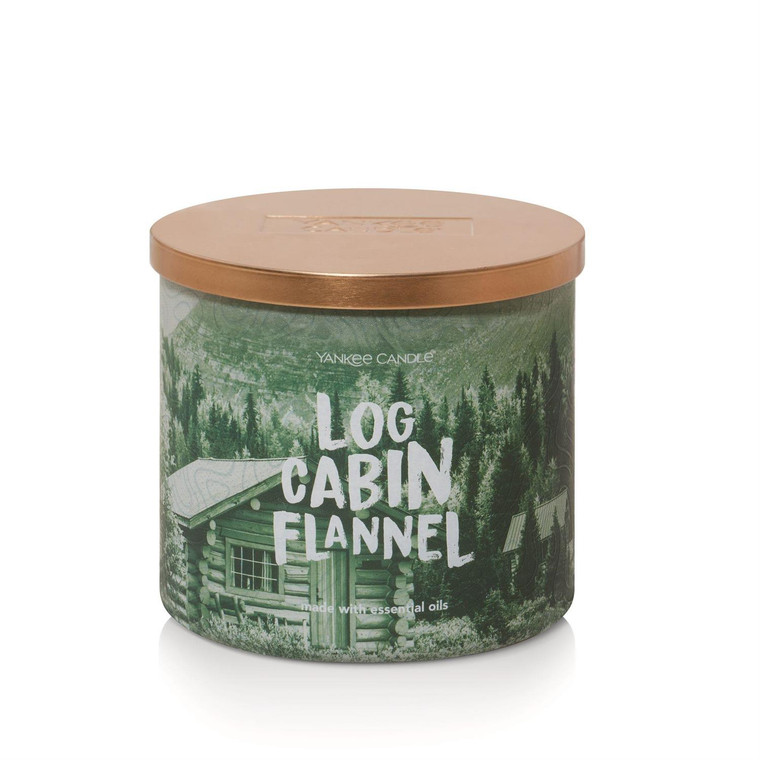 3-Wick Log Cabin Flannel Candle