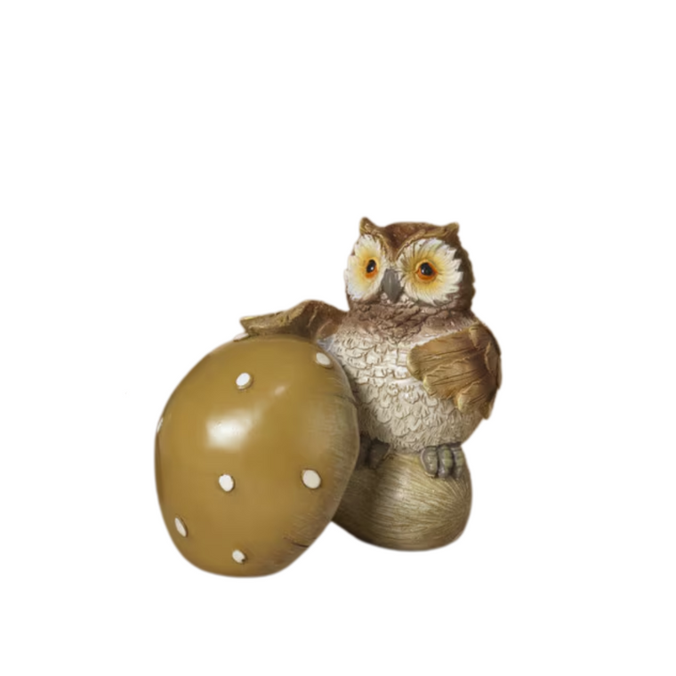 Green Resin Harvest Owl on Mushroom
