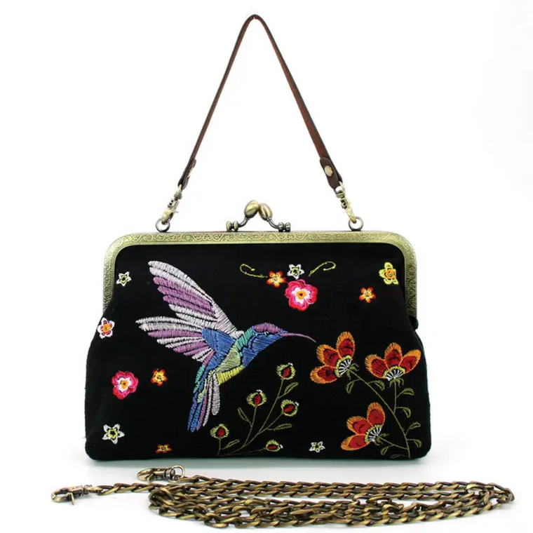 Vintage Hummingbird Kisslock Bag