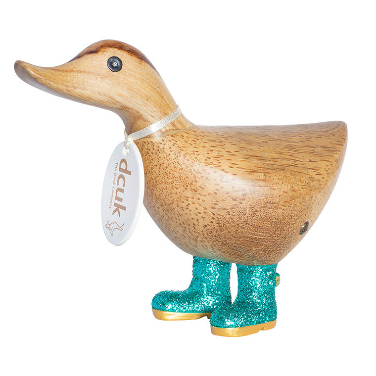 Ducky Wearing Green Disco Welly Boots