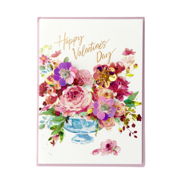 Bouquet in Vase Valentines Day Card