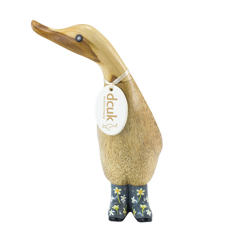 Duckling Natural Wearing Grey Floral Wellies